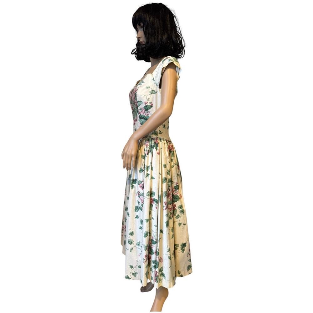 Vintage romantic floral pink Hydrindra off shoulder formal dress size small - Picture 11 of 16